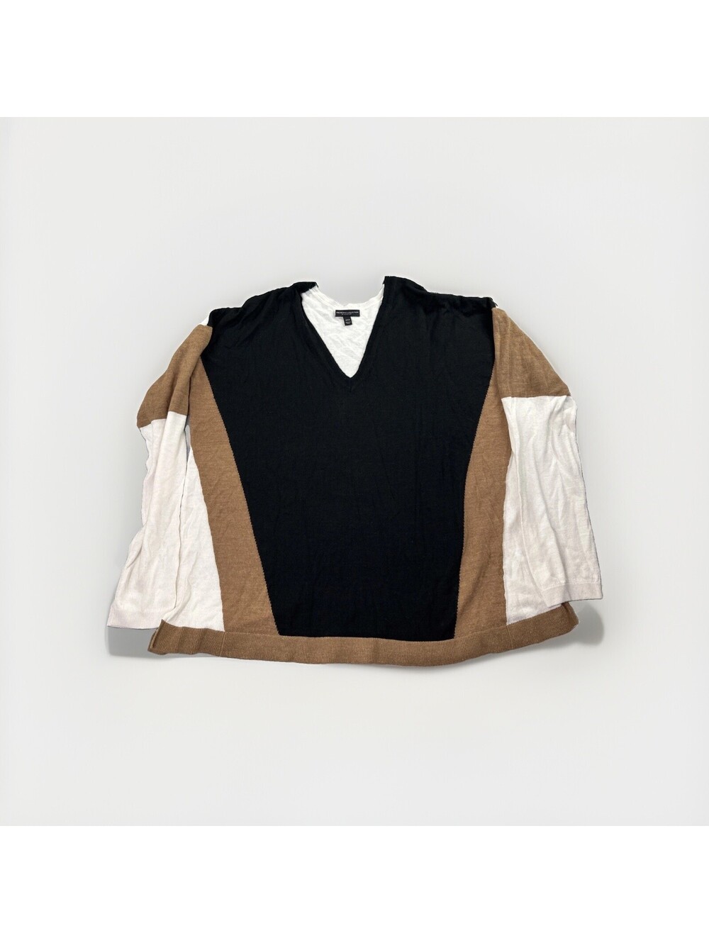 Lane Bryant Women's Merino Wool Knit V-Neck Colorblock Pullover Sweater 22/24